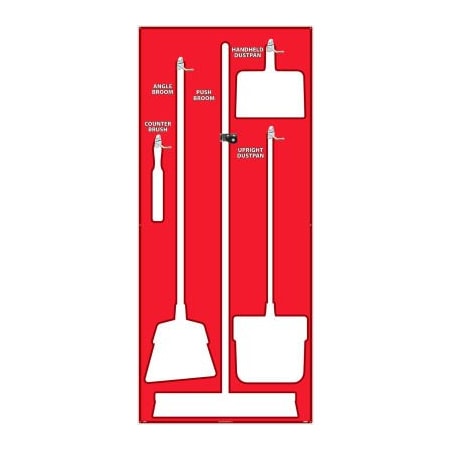 Nmc National Marker Janitorial Shadow Board, Red on White, General Purpose Composite - SB106ACP SB106ACP